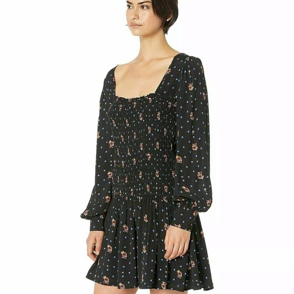 FREE PEOPLE BLACK BOHO MINI DRESS - Picture 7 of 10